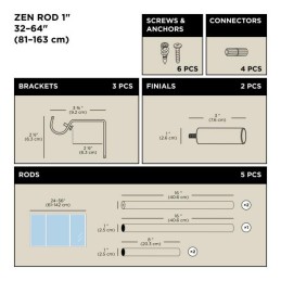 UMBRA karnisz ZEN 81 - 162 cm srebrny
