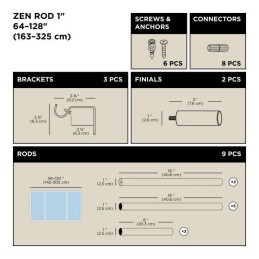UMBRA karnisz ZEN 163 - 325 cm srebrny