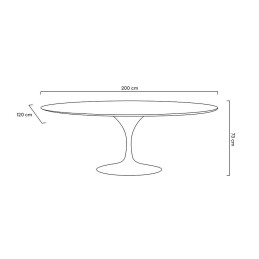 Stół TULIP ELLIPSE 200 biały - MDF,       metal