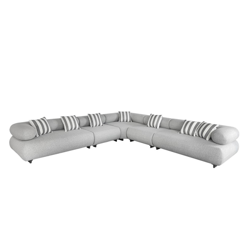 MaMaison sofa narożna ogrodowa ALEXANDER  szara (poduszki i pokrowiec w zestawie)