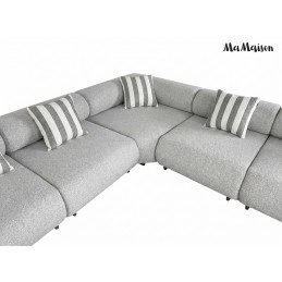 MaMaison sofa narożna ogrodowa ALEXANDER  szara (poduszki i pokrowiec w zestawie)