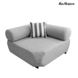 MaMaison sofa narożna ogrodowa ALEXANDER  szara (poduszki i pokrowiec w zestawie)