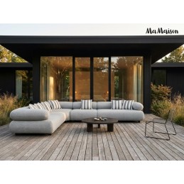 MaMaison sofa narożna ogrodowa ALEXANDER  szara (poduszki i pokrowiec w zestawie)