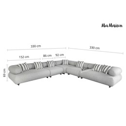MaMaison sofa narożna ogrodowa ALEXANDER  szara (poduszki i pokrowiec w zestawie)