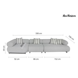 MaMaison sofa ogrodowa ALEXANDER szara    (poduszki i pokrowiec w zestawie)