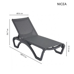 Leżak ogrodowy NICEA grafitowy / ochrona  UV