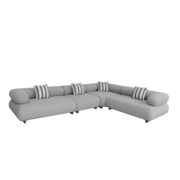 MaMaison sofa narożna ogrodowa ALEXANDER  4 szara (poduszki i pokrowiec w zestawie)
