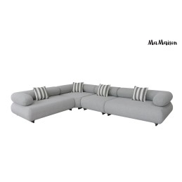 MaMaison sofa narożna ogrodowa ALEXANDER  4 szara (poduszki i pokrowiec w zestawie)