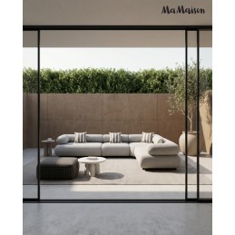 MaMaison sofa narożna ogrodowa ALEXANDER  4 szara (poduszki i pokrowiec w zestawie)