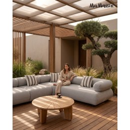 MaMaison sofa narożna ogrodowa ALEXANDER  4 szara (poduszki i pokrowiec w zestawie)