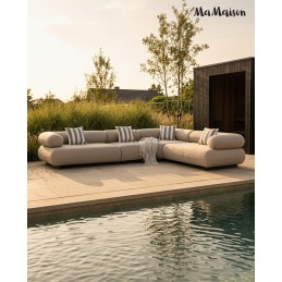 MaMaison sofa narożna ogrodowa ALEXANDER  4 szara (poduszki i pokrowiec w zestawie)