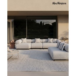 MaMaison sofa narożna ogrodowa ALEXANDER  4 szara (poduszki i pokrowiec w zestawie)