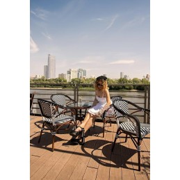 Zestaw 6 krzeseł ogrodowych CAFE AZURE    biały / czarny