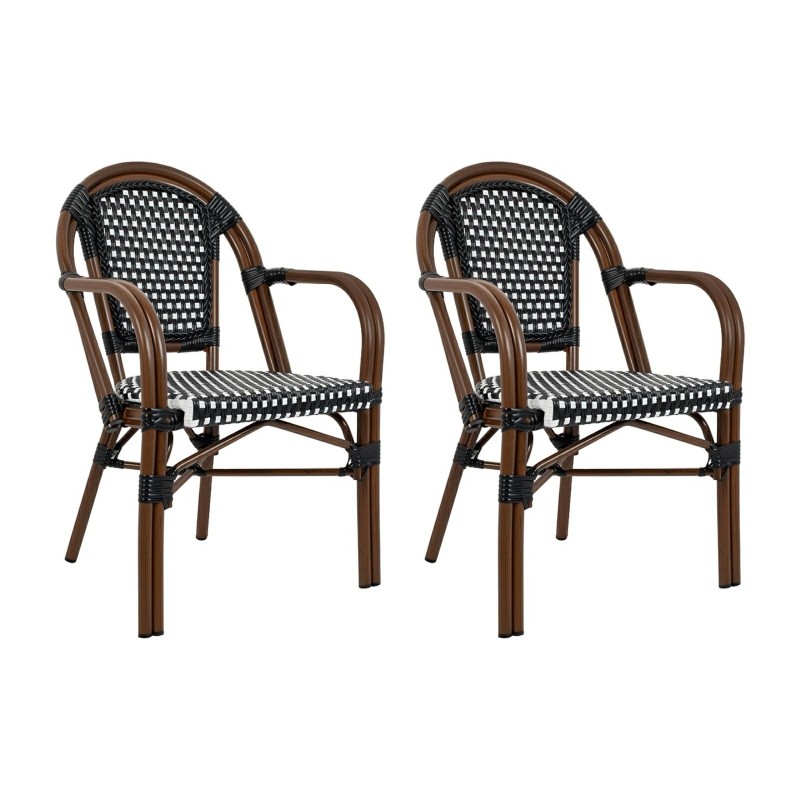 Zestaw 2 krzeseł ogrodowych CAFE PARIS    ARM brązowy rattan
