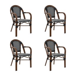 Zestaw 4 krzeseł ogrodowych CAFE PARIS    ARM brązowy rattan