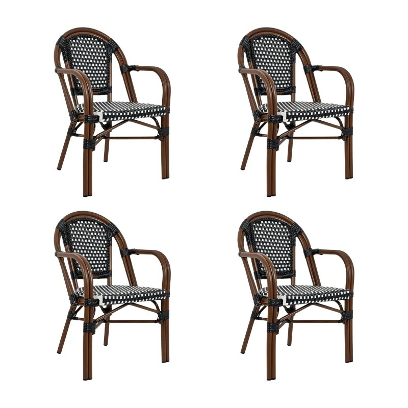 Zestaw 4 krzeseł ogrodowych CAFE PARIS    ARM brązowy rattan