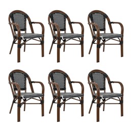 Zestaw 6 krzeseł ogrodowych CAFE PARIS    ARM brązowy rattan