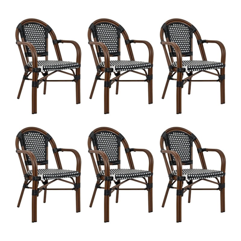 Zestaw 6 krzeseł ogrodowych CAFE PARIS    ARM brązowy rattan