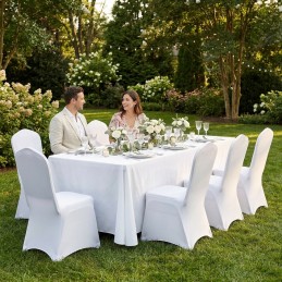 Zestaw 4 pokrowców na krzesło bankietowe  SHP WEDING biały