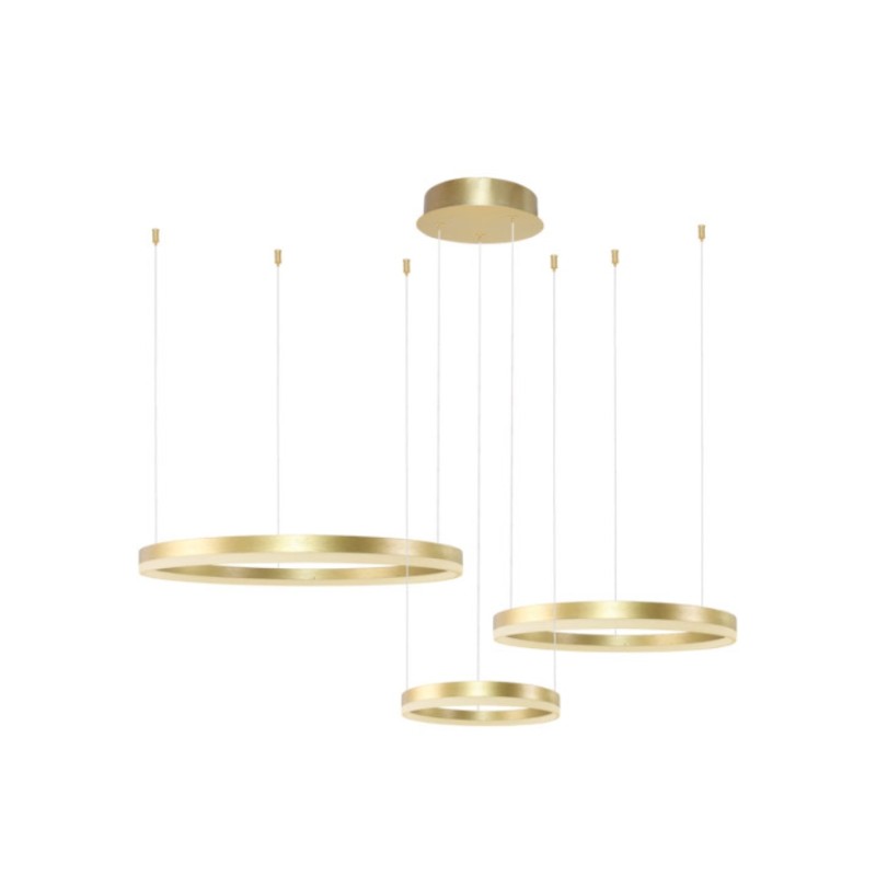 AZZARDO lampa wisząca HALO 80+60+40 CCT   DIMM z pilotem złota