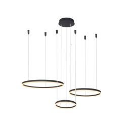 AZZARDO lampa wisząca HALO 80+60+40 CCT   DIMM z pilotem czarna