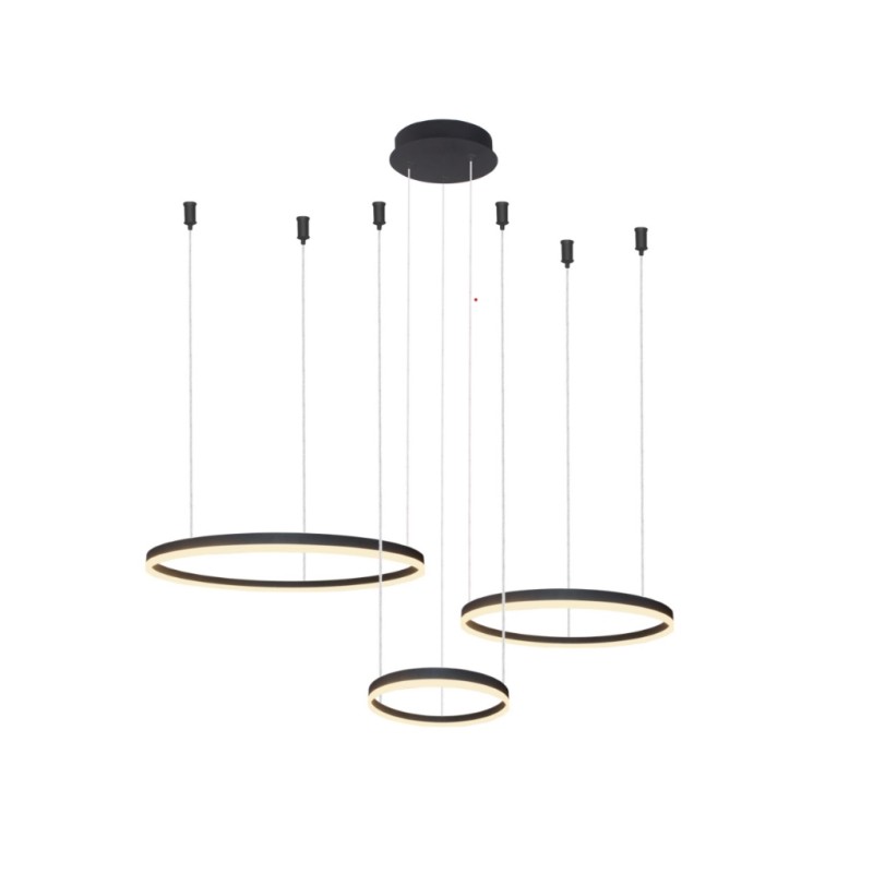 AZZARDO lampa wisząca HALO 80+60+40 CCT   DIMM z pilotem czarna