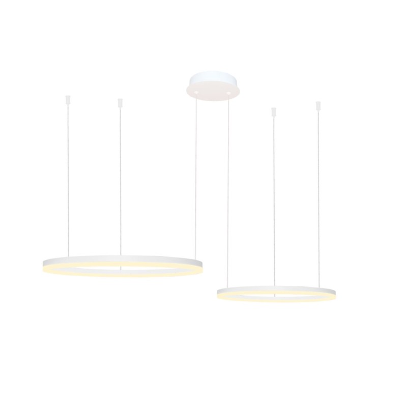 AZZARDO lampa wisząca HALO 80+60 CCT      DIMM z pilotem biała