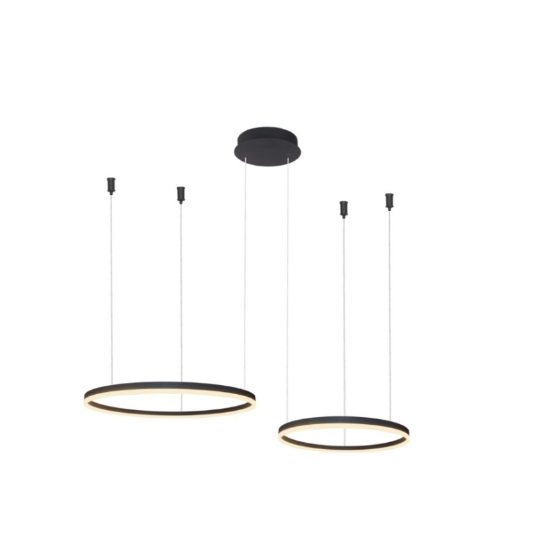 AZZARDO lampa wisząca HALO 80+60 CCT      DIMM GO z pilotem czarna