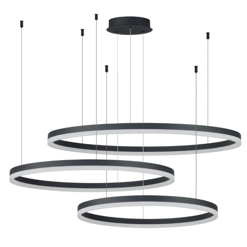 AZZARDO lampa wisząca HALO 100+80+60 GO   czarna