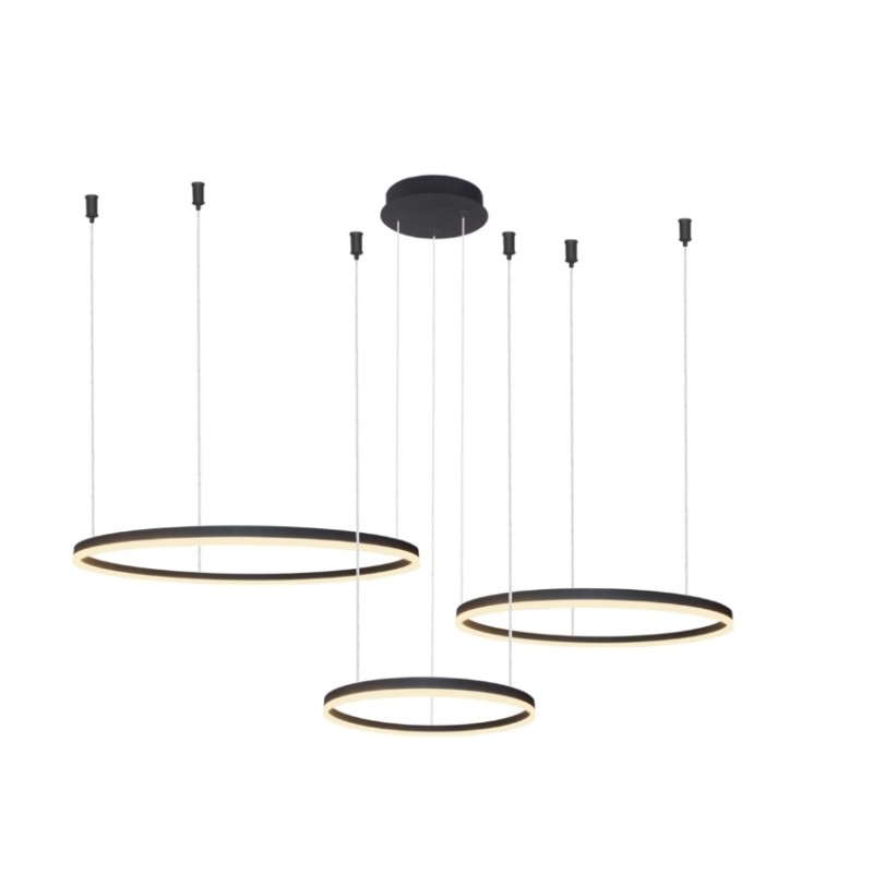 AZZARDO lampa wisząca HALO 100+80+60 CCT  DIMM z pilotem czarna