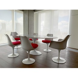 Stół TULIP ELLIPSE MARBLE ARABESCATO 200  biały - marmur, metal