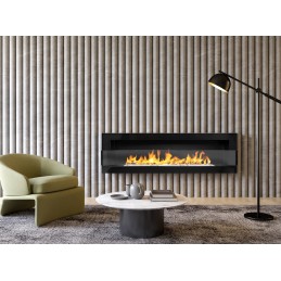Biokominek wiszący z szybą 1200x400 czarny połysk