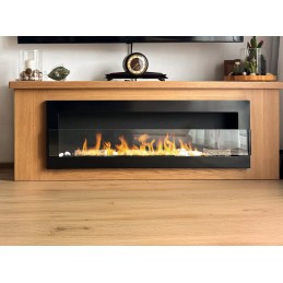 Biokominek wiszący z szybą 1200x400 czarny połysk