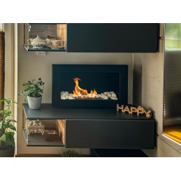 Biokominek wiszący 650x400 czarny strukturalny mat