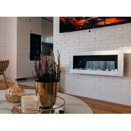 Biokominek 900x400 z szybą Biały Połysk