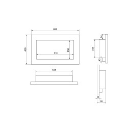 Biokominek wiszący 650x400 czarny strukturalny mat