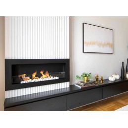 Biokominek 900x400 SLIM Czarny strukturalny z szybą