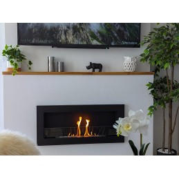 Biokominek 900x400 SLIM Czarny strukturalny z szybą
