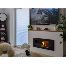 Biokominek 900x400 SLIM Czarny strukturalny z szybą