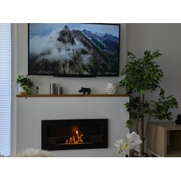 Biokominek 900x400 SLIM Czarny strukturalny z szybą