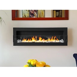 BIOKOMINEK 1200X400 czarny Strukturalny z  szybą