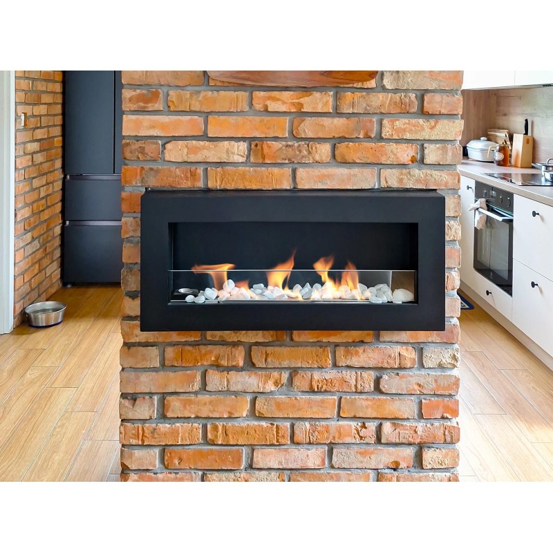 Biokominek Box 900x400 czarny z szybą