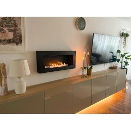 Biokominek Box 900x400 czarny z szybą