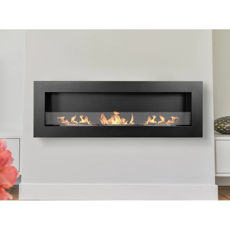 Biokominek wiszący z szybą 1200x400 Box czarny strukturalny mat