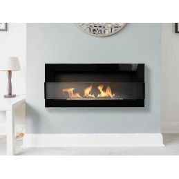 Biokominek wiszący z szybą 900x400 czarny połysk