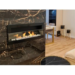 Biokominek wiszący z szybą 900x400 czarny połysk