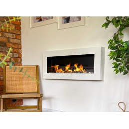 Biokominek wiszący z szybą 900x400 Box biały strukturalny mat