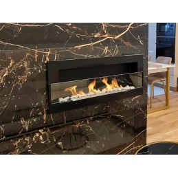 Biokominek wiszący z szybą 900x400 czarny połysk