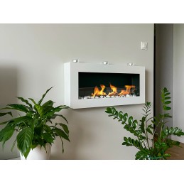 Biokominek wiszący z szybą 900x400 Box biały strukturalny mat