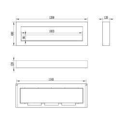 Biokominek wiszący z szybą 1200x400 Box czarny strukturalny mat